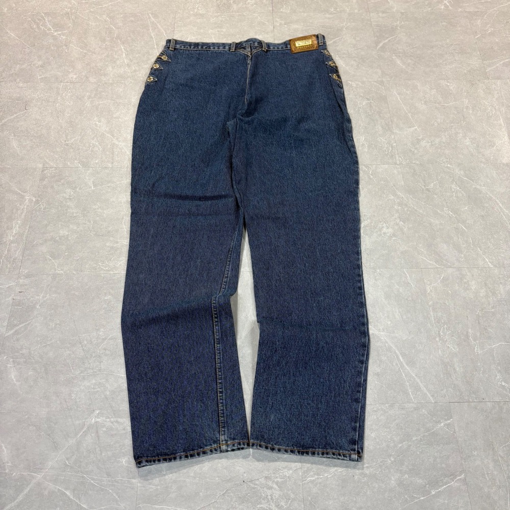 Vintage Lawman Western Relaxed Fit High Waist Denim Jeans Dark Wash Size 23/24